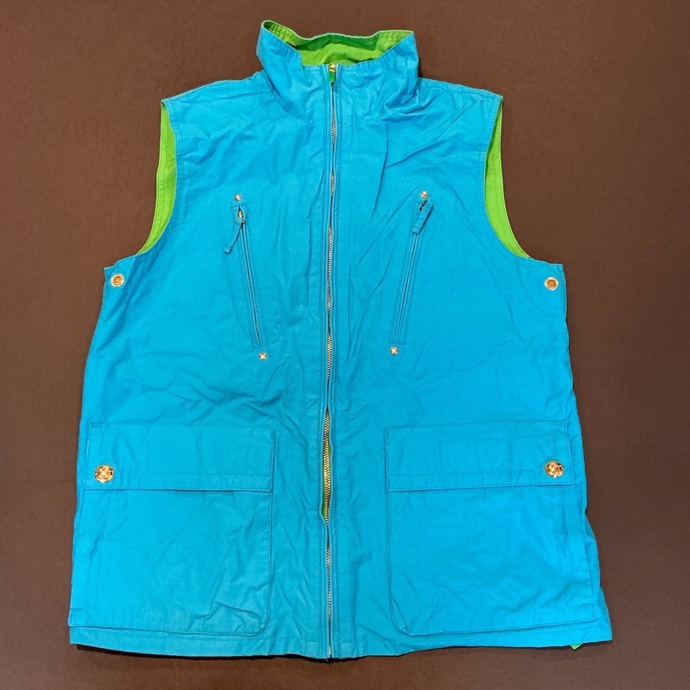Ralph Lauren Reversible Blue Green Utility Vest Women’s Small Zip Front